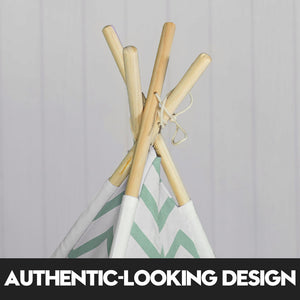 Giant Cotton Canvas Kids Teepee | Wigwam Pretend Play Tent | Indoor Outdoor Party | Green