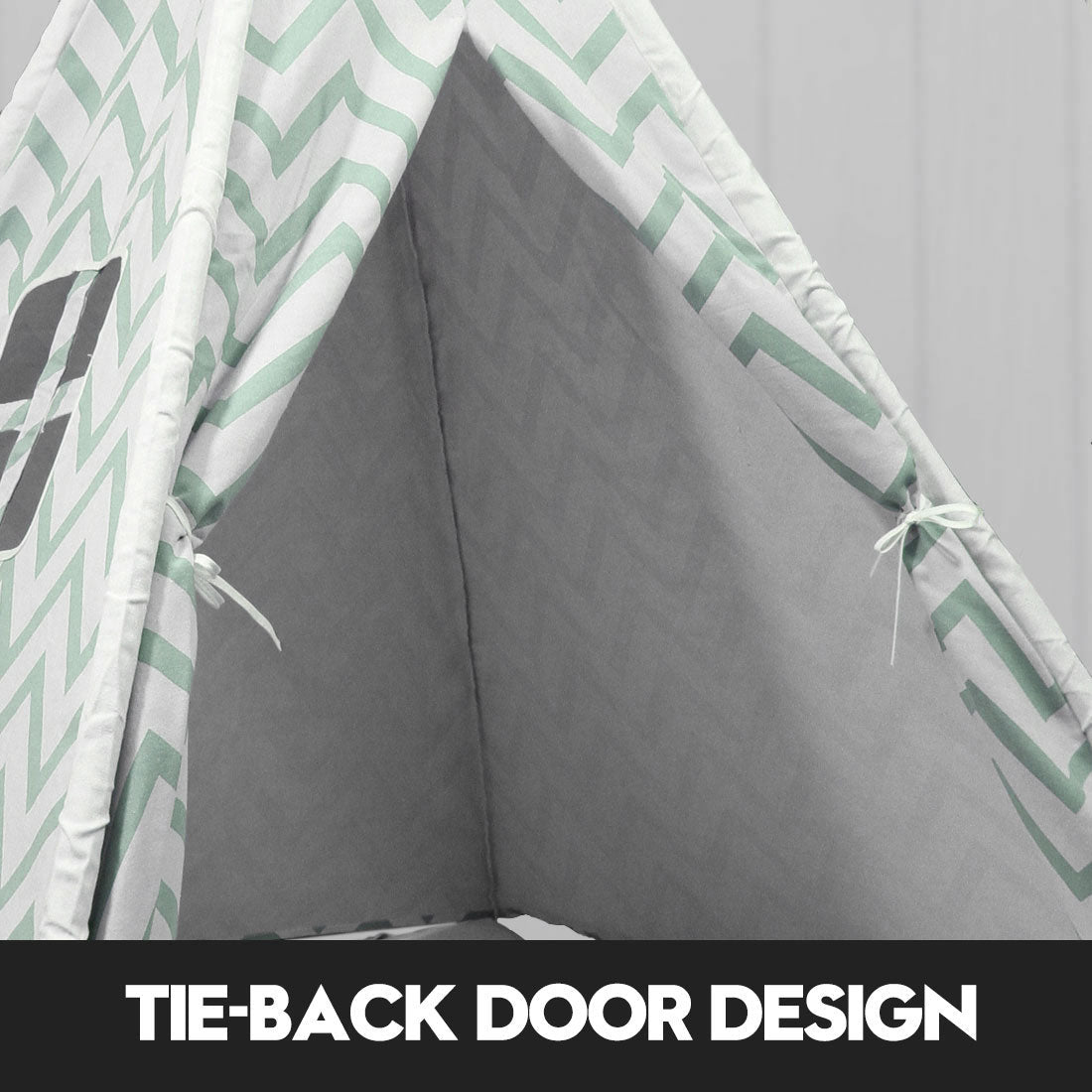 Giant Cotton Canvas Kids Teepee | Wigwam Pretend Play Tent | Indoor Outdoor Party | Green