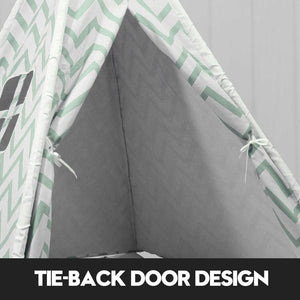 Giant Cotton Canvas Kids Teepee | Wigwam Pretend Play Tent | Indoor Outdoor Party | Green