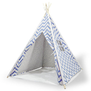 Giant Cotton Canvas Kids Teepee | Wigwam Pretend Play Tent | Indoor Outdoor Party | Navy