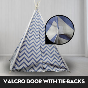 Giant Cotton Canvas Kids Teepee | Wigwam Pretend Play Tent | Indoor Outdoor Party | Navy