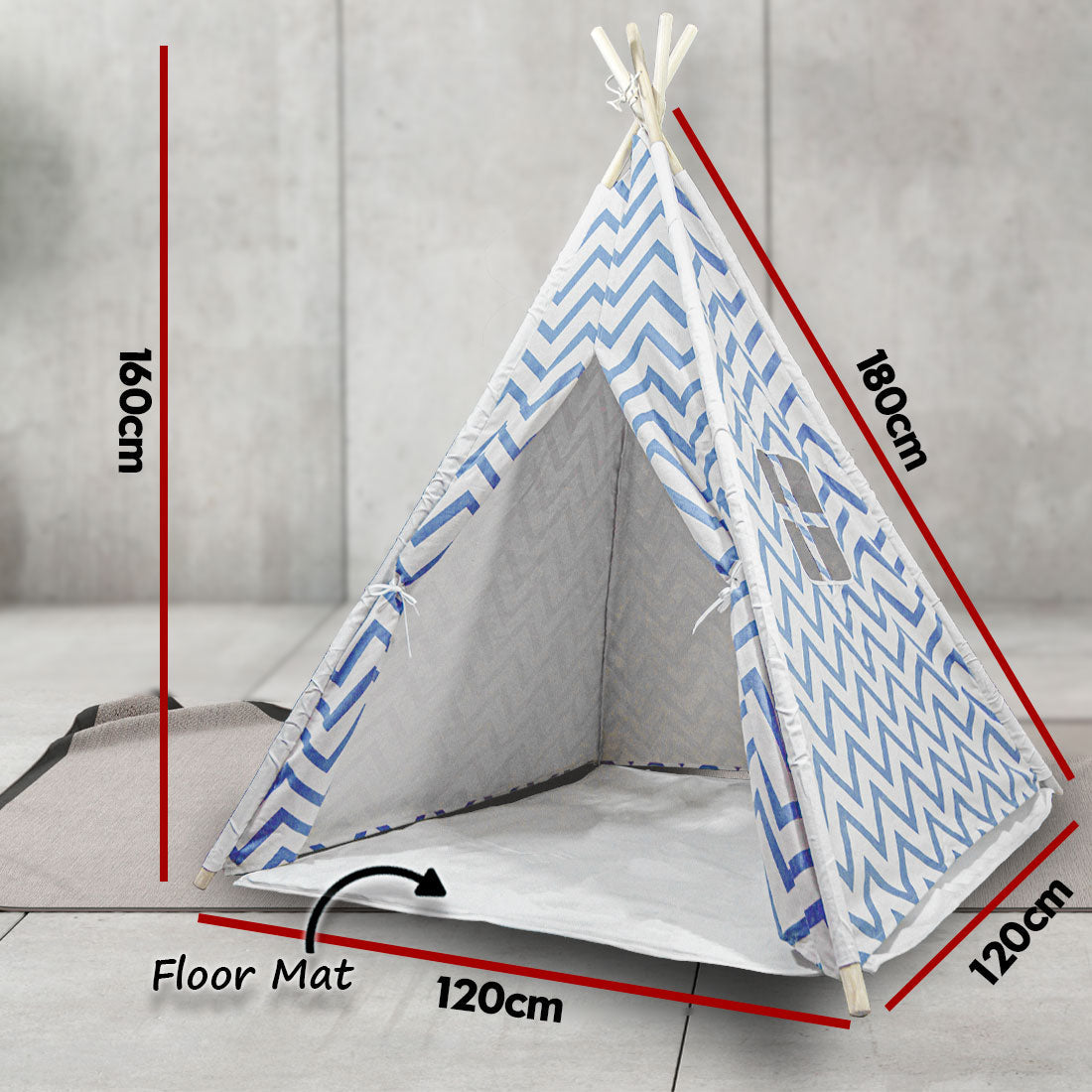 Giant Cotton Canvas Kids Teepee | Wigwam Pretend Play Tent | Indoor Outdoor Party | Navy