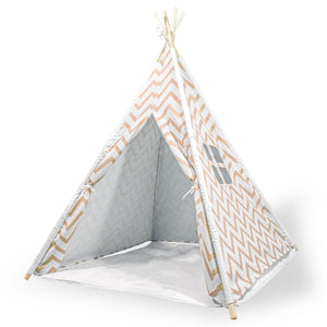 Giant Cotton Canvas Kids Teepee | Wigwam Pretend Play Tent | Indoor Outdoor Party | Orange