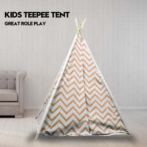 Giant Cotton Canvas Kids Teepee | Wigwam Pretend Play Tent | Indoor Outdoor Party | Orange