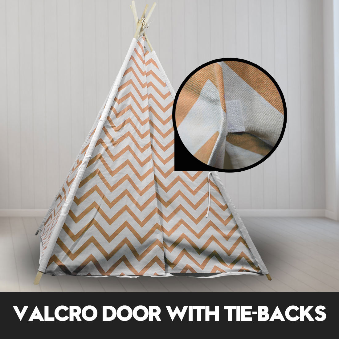 Giant Cotton Canvas Kids Teepee | Wigwam Pretend Play Tent | Indoor Outdoor Party | Orange