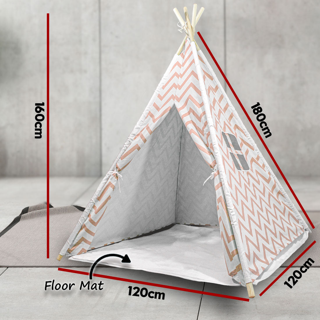Giant Cotton Canvas Kids Teepee | Wigwam Pretend Play Tent | Indoor Outdoor Party | Orange