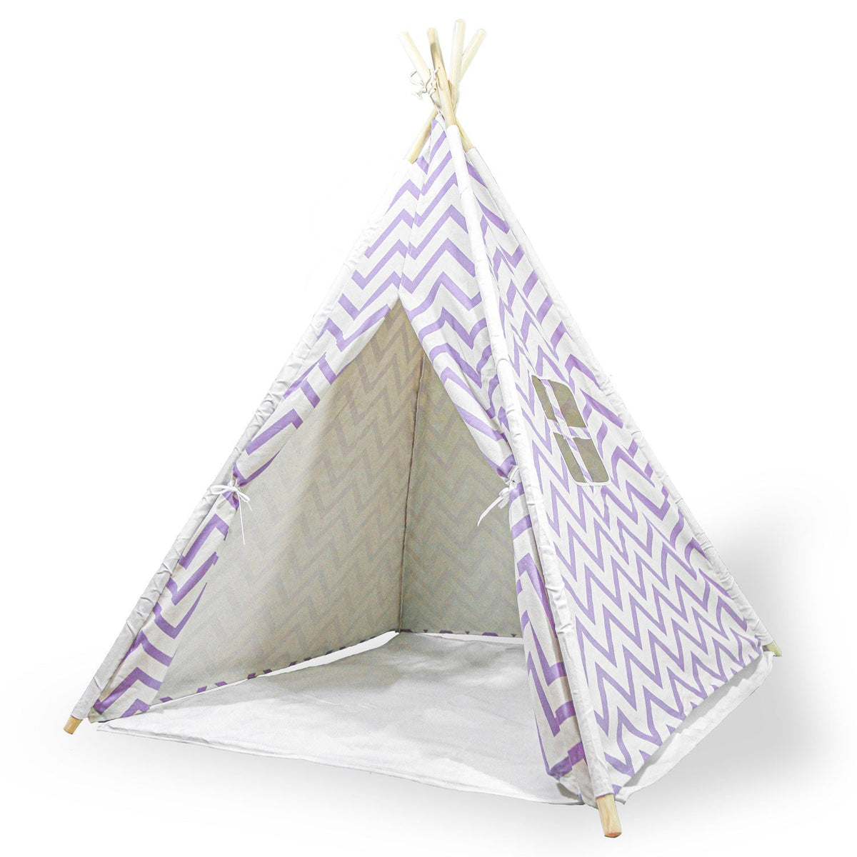 Giant Cotton Canvas Kids Teepee | Wigwam Pretend Play Tent | Indoor Outdoor Party | Purple