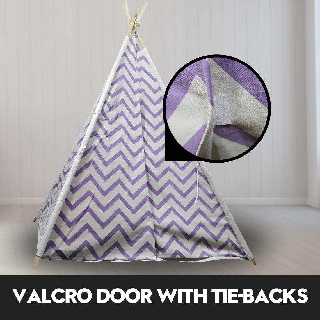 Giant Cotton Canvas Kids Teepee | Wigwam Pretend Play Tent | Indoor Outdoor Party | Purple