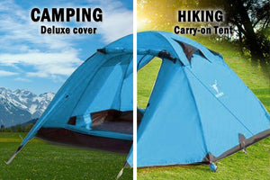 2-Person Portable Camping Tent | Waterproof | Lightweight Hiking Backpacking Shelter | Blue
