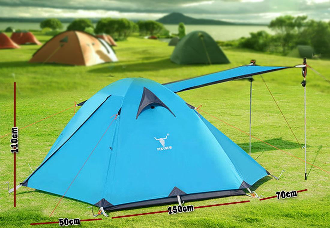 2-Person Portable Camping Tent | Waterproof | Lightweight Hiking Backpacking Shelter | Blue