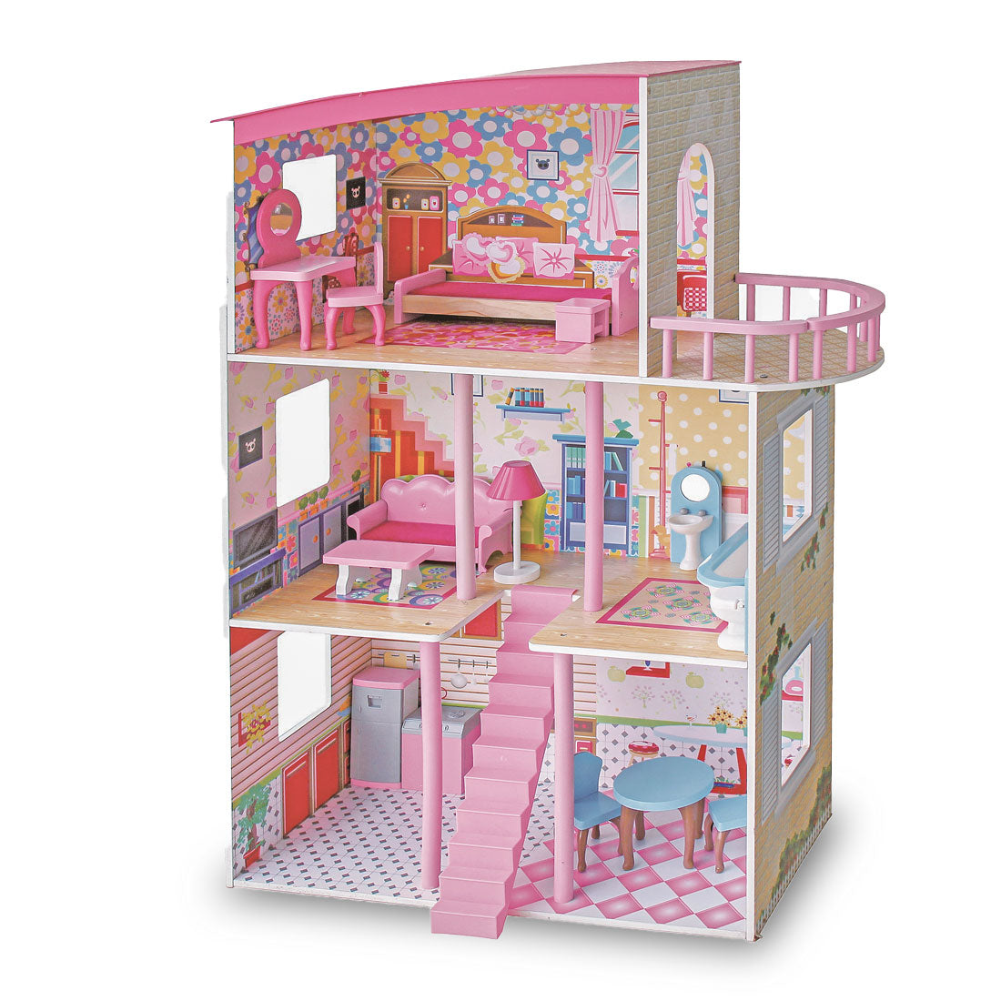Large Wooden Girls Doll House - 3 Level