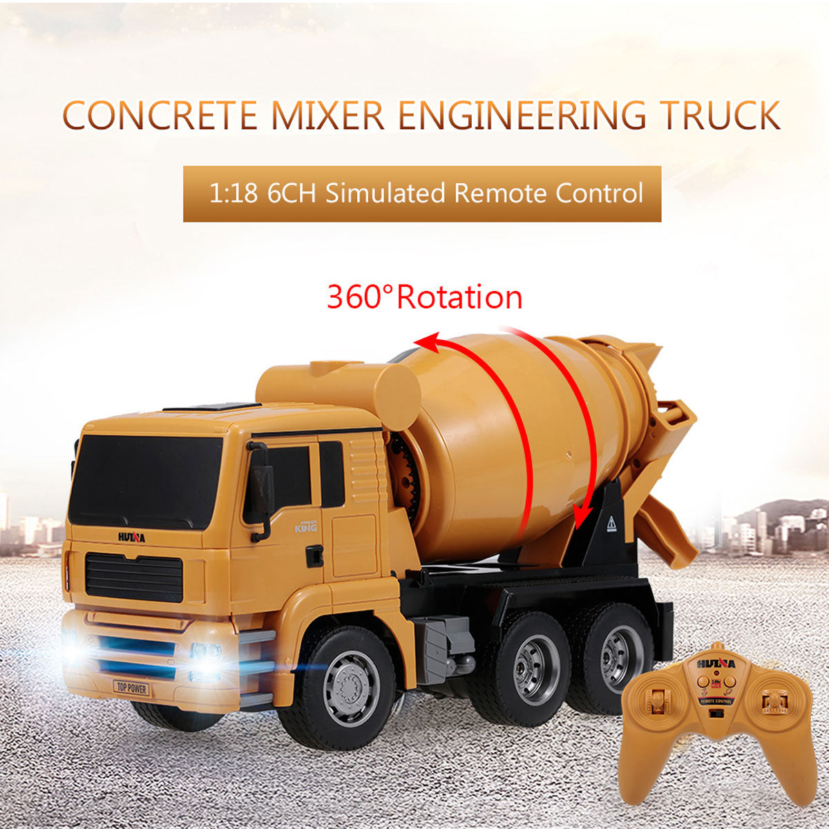Huina 1/18 RC Engineering Concrete Mixer Truck | Cement Mixer Toy | Remote Control