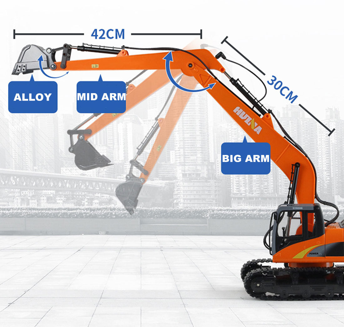 HUINA 1/14 RC Alloy Long Arm Excavator | Construction Engineering Toy