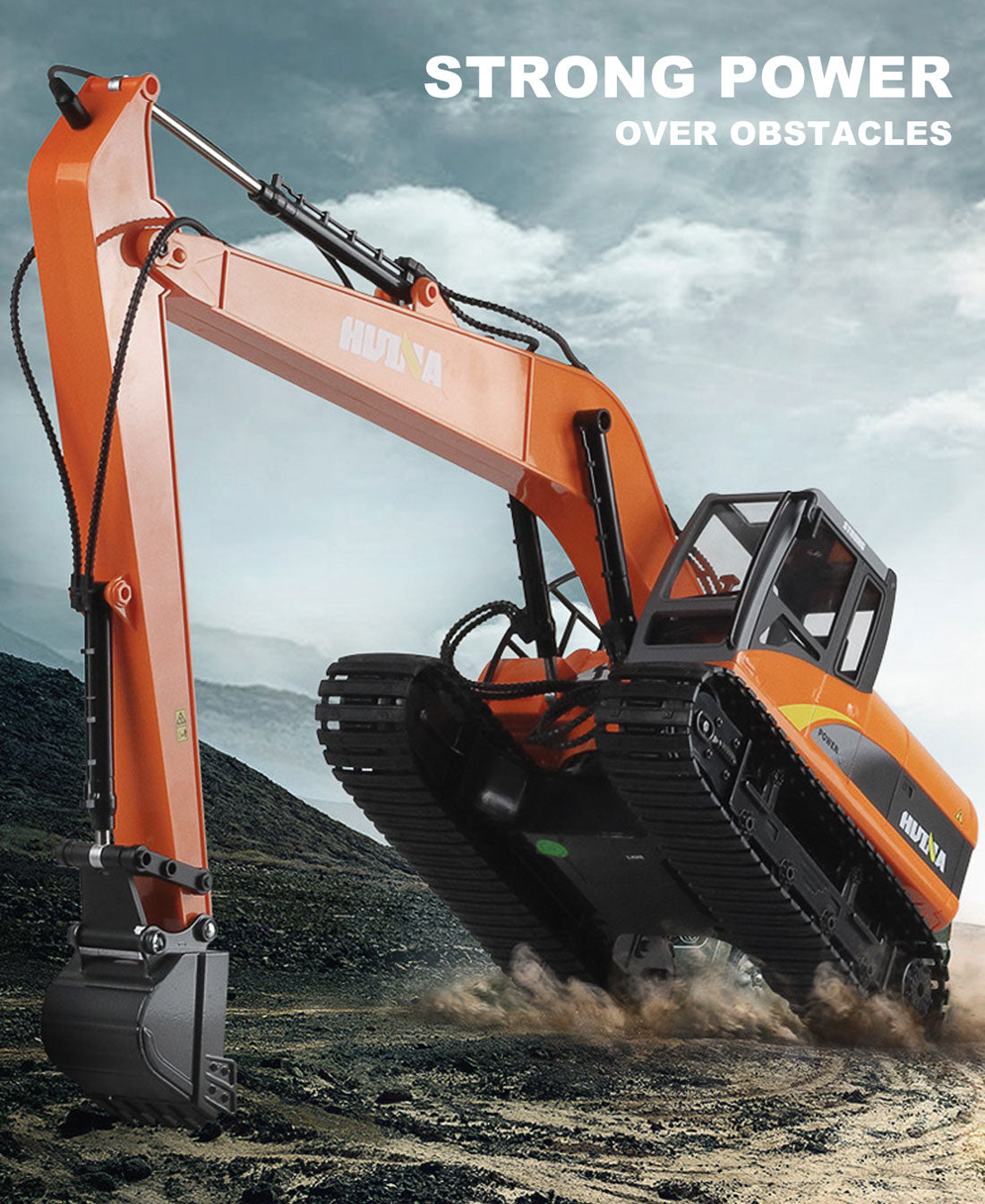 HUINA 1/14 RC Alloy Long Arm Excavator | Construction Engineering Toy