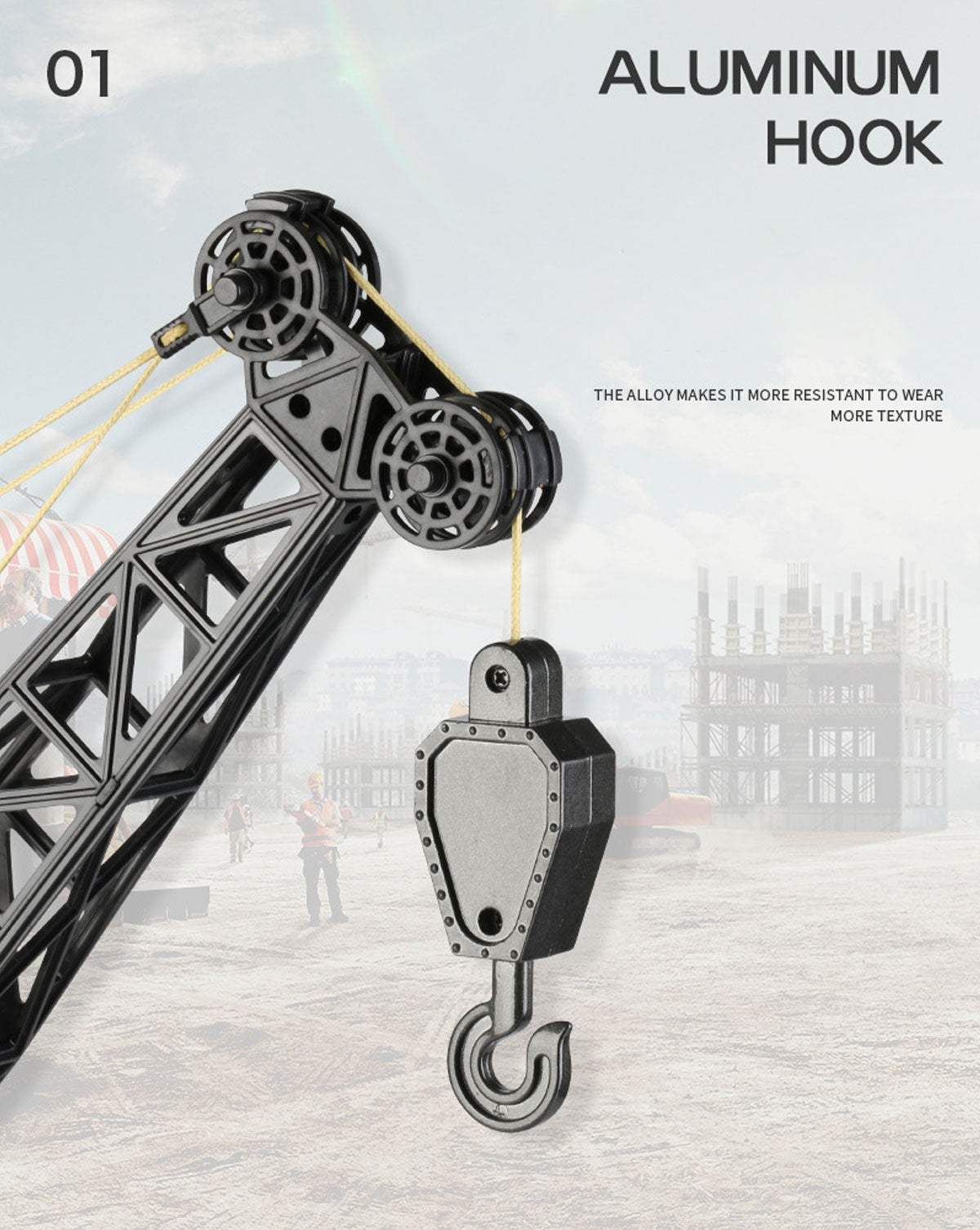 Huina 1:14 RC Crane Excavator | Construction Tower Truck Toy | Kids Boys Gift