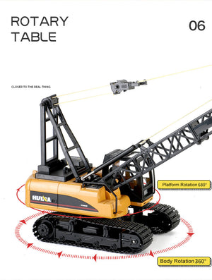 Huina 1:14 RC Crane Excavator | Construction Tower Truck Toy | Kids Boys Gift