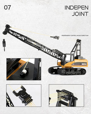 Huina 1:14 RC Crane Excavator | Construction Tower Truck Toy | Kids Boys Gift