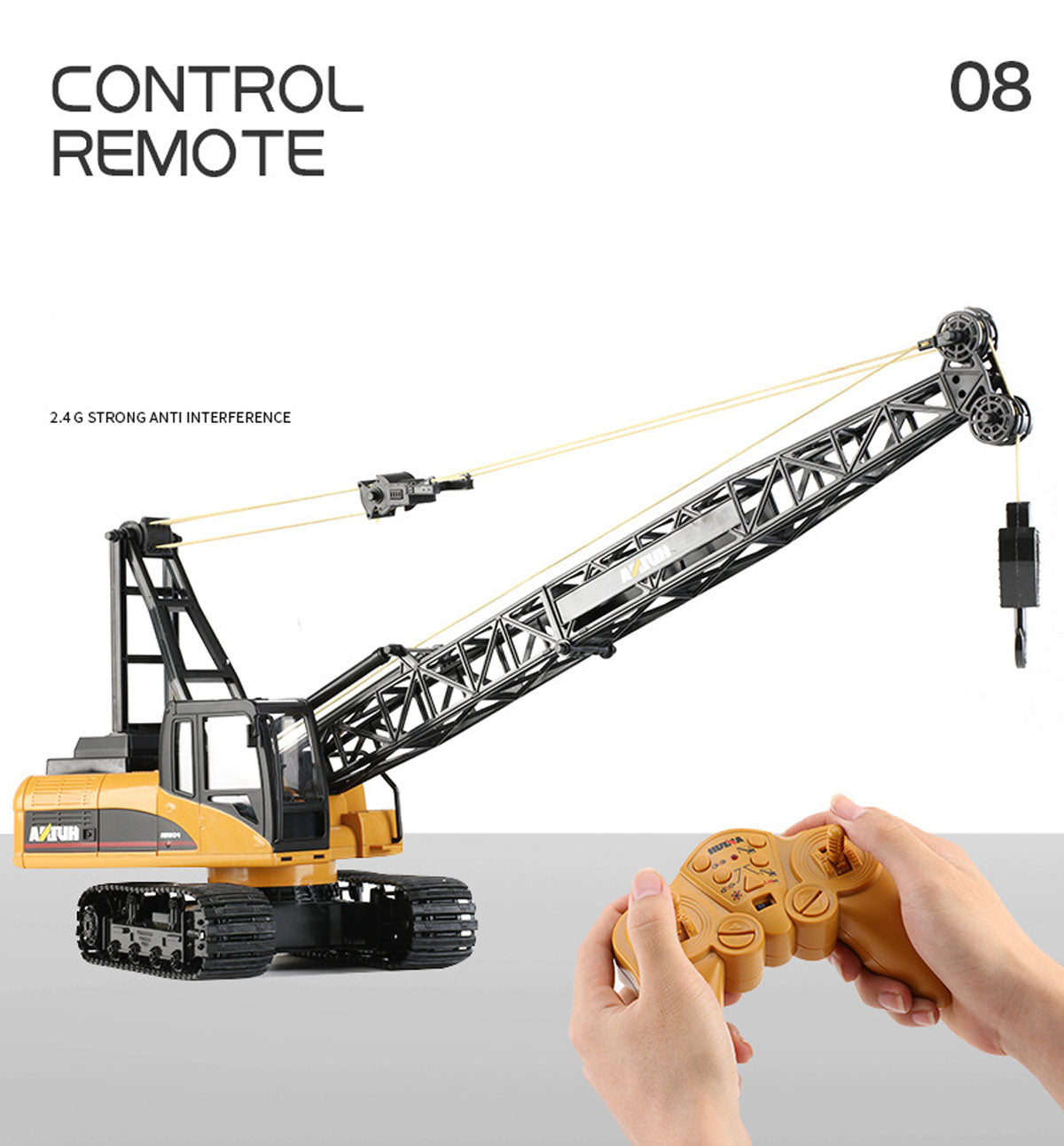 Huina 1:14 RC Crane Excavator | Construction Tower Truck Toy | Kids Boys Gift