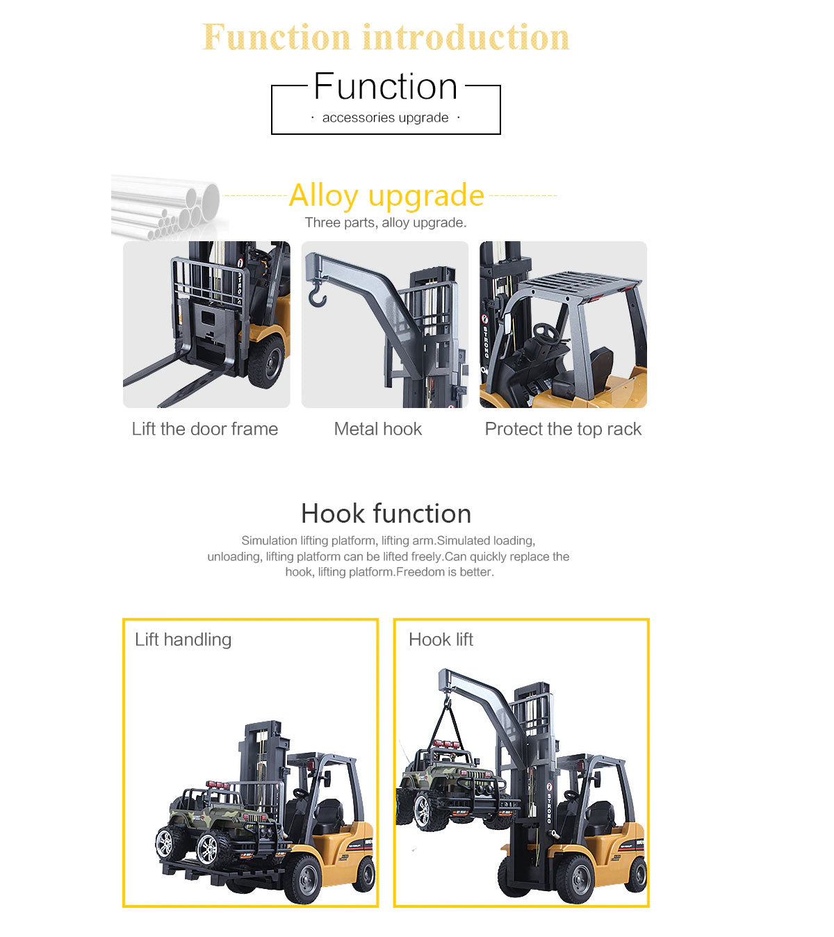 Huina 1/10 RC Forklift | Industrial Construction Toy | Engineering Vehicle Trailer