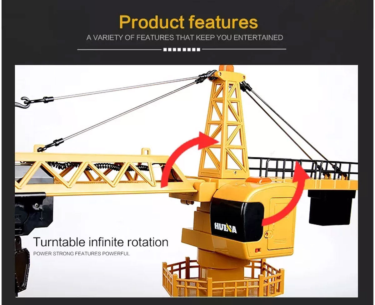 HUINA 1/14 RC Alloy Tower Crane | Engineering Construction Vehicle Toy