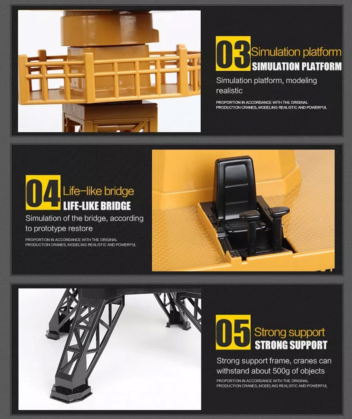 HUINA 1/14 RC Alloy Tower Crane | Engineering Construction Vehicle Toy