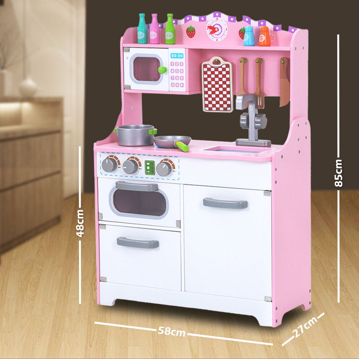 Kids Wooden Kitchen Play Set | Pretend Toy | Toddlers Children Cooking Food Cookware