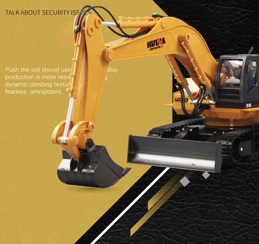 HUINA 1/16 RC Alloy Excavator | 11CH Digger Construction Toy
