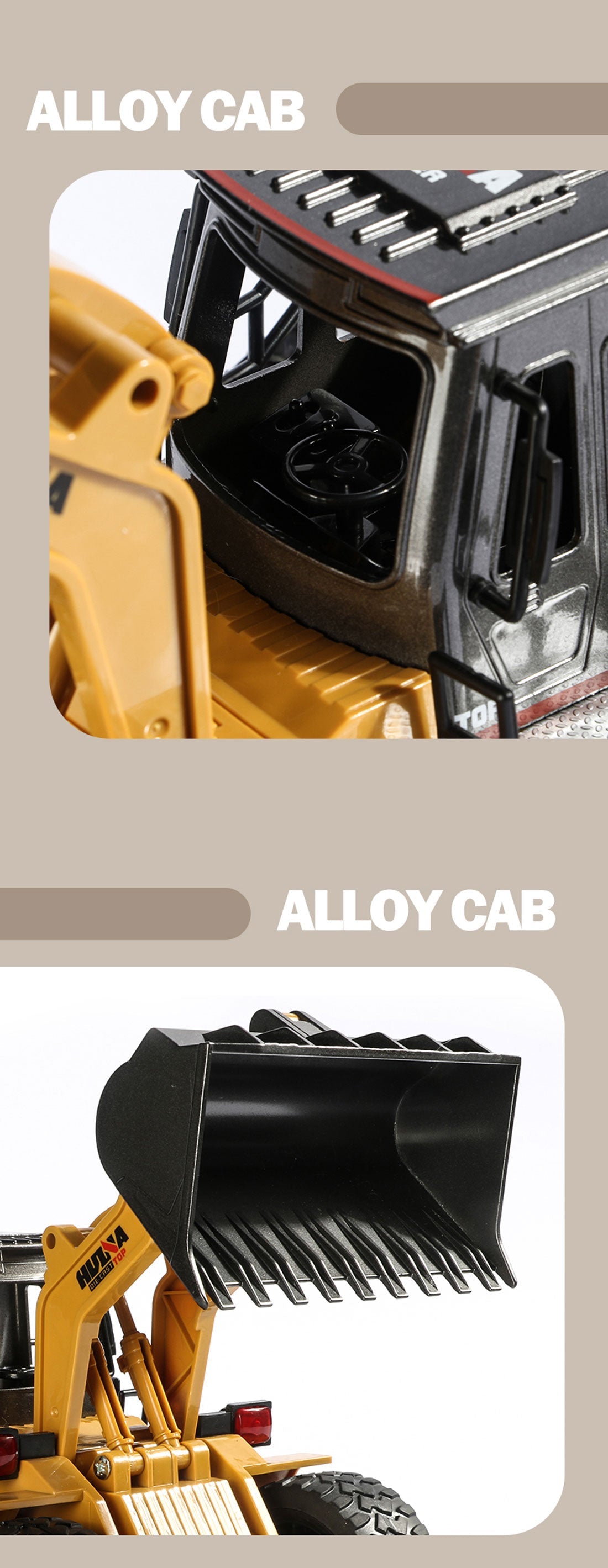 HUINA 1/18 RC Alloy Loader | 6CH Bulldozer Construction Toy