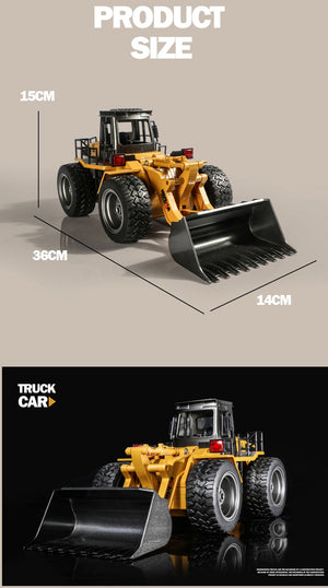 HUINA 1/18 RC Alloy Loader | 6CH Bulldozer Construction Toy