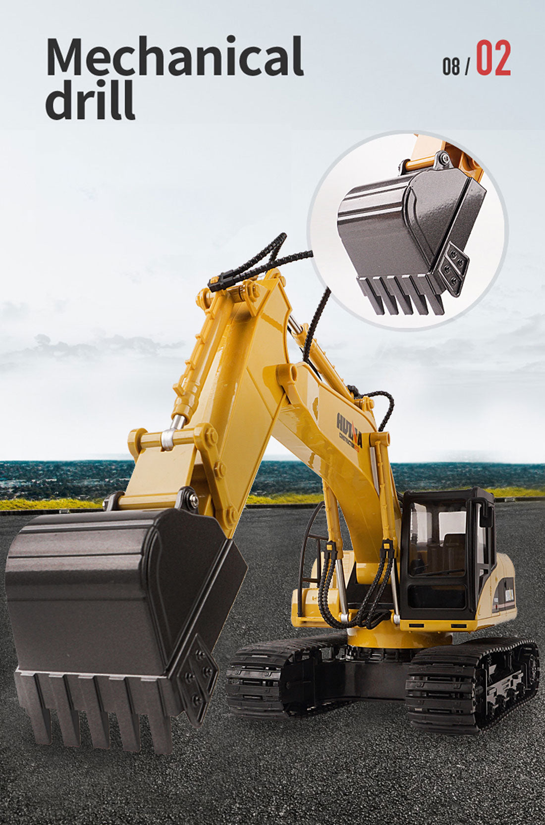 HUINA 1/14 RC Alloy Excavator | 15CH Construction Engineering Toy