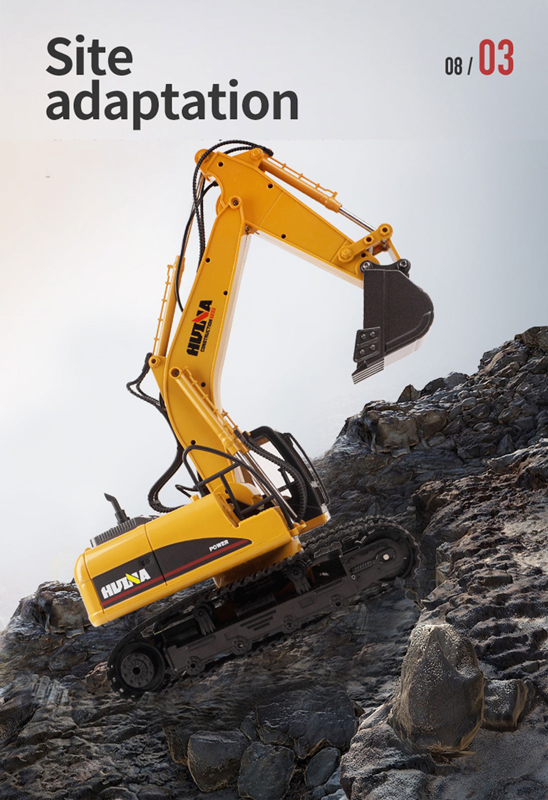 HUINA 1/14 RC Alloy Excavator | 15CH Construction Engineering Toy