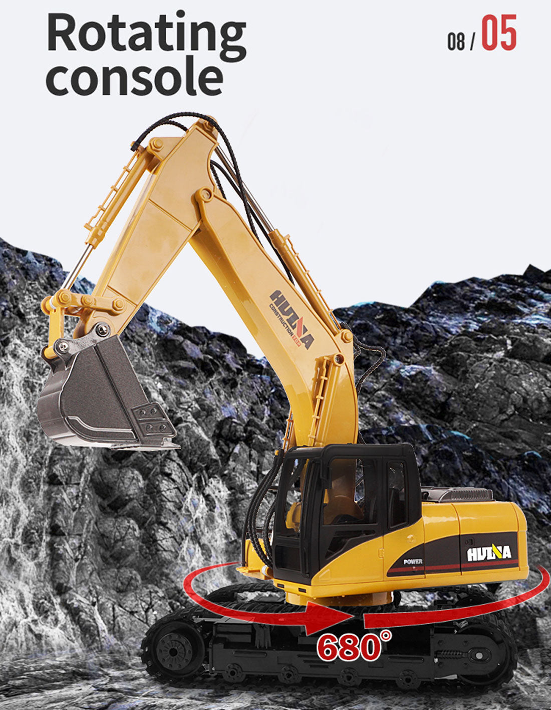 HUINA 1/14 RC Alloy Excavator | 15CH Construction Engineering Toy