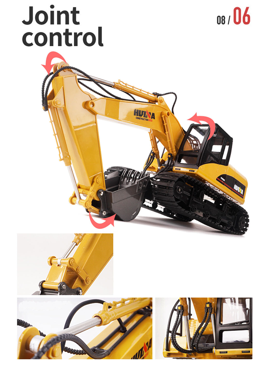 HUINA 1/14 RC Alloy Excavator | 15CH Construction Engineering Toy