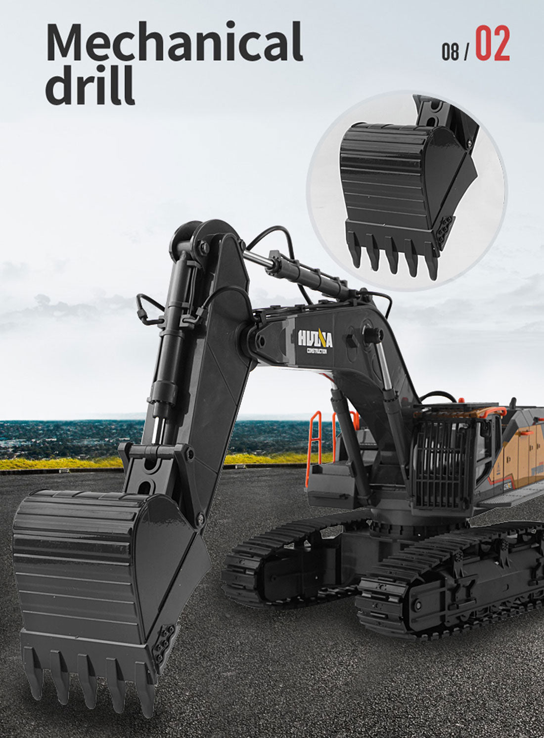 HUINA 1/14 RC Alloy Excavator | 22CH Construction Vehicle Toy