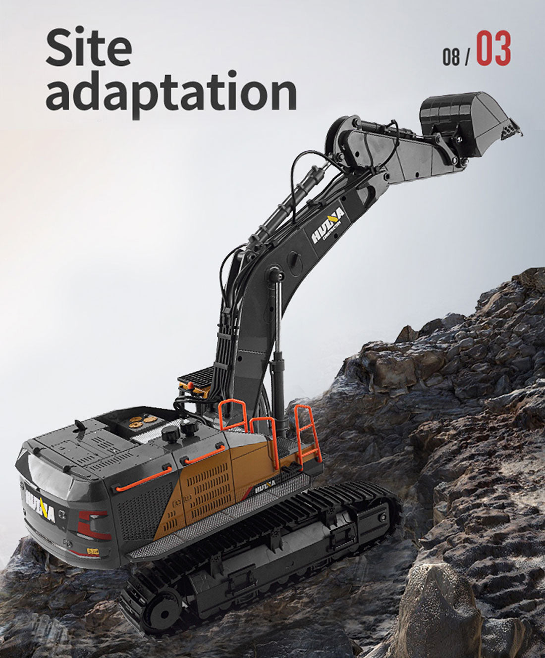 HUINA 1/14 RC Alloy Excavator | 22CH Construction Vehicle Toy