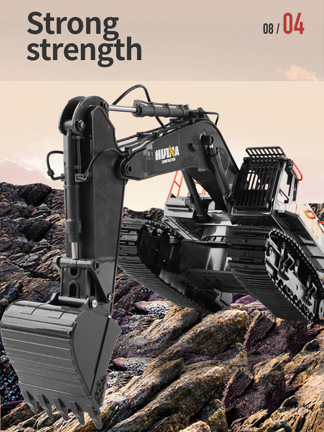 HUINA 1/14 RC Alloy Excavator | 22CH Construction Vehicle Toy