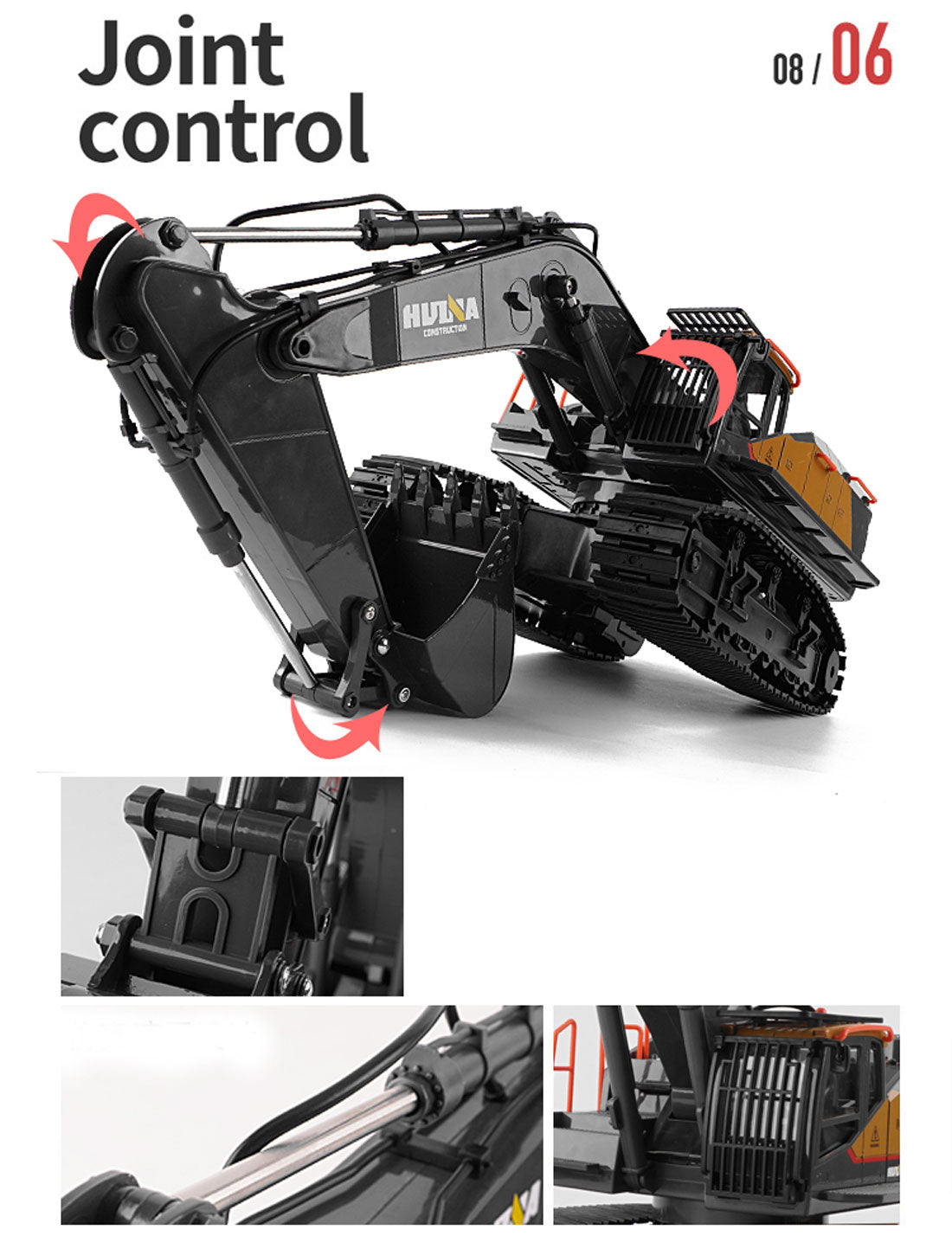 HUINA 1/14 RC Alloy Excavator | 22CH Construction Vehicle Toy
