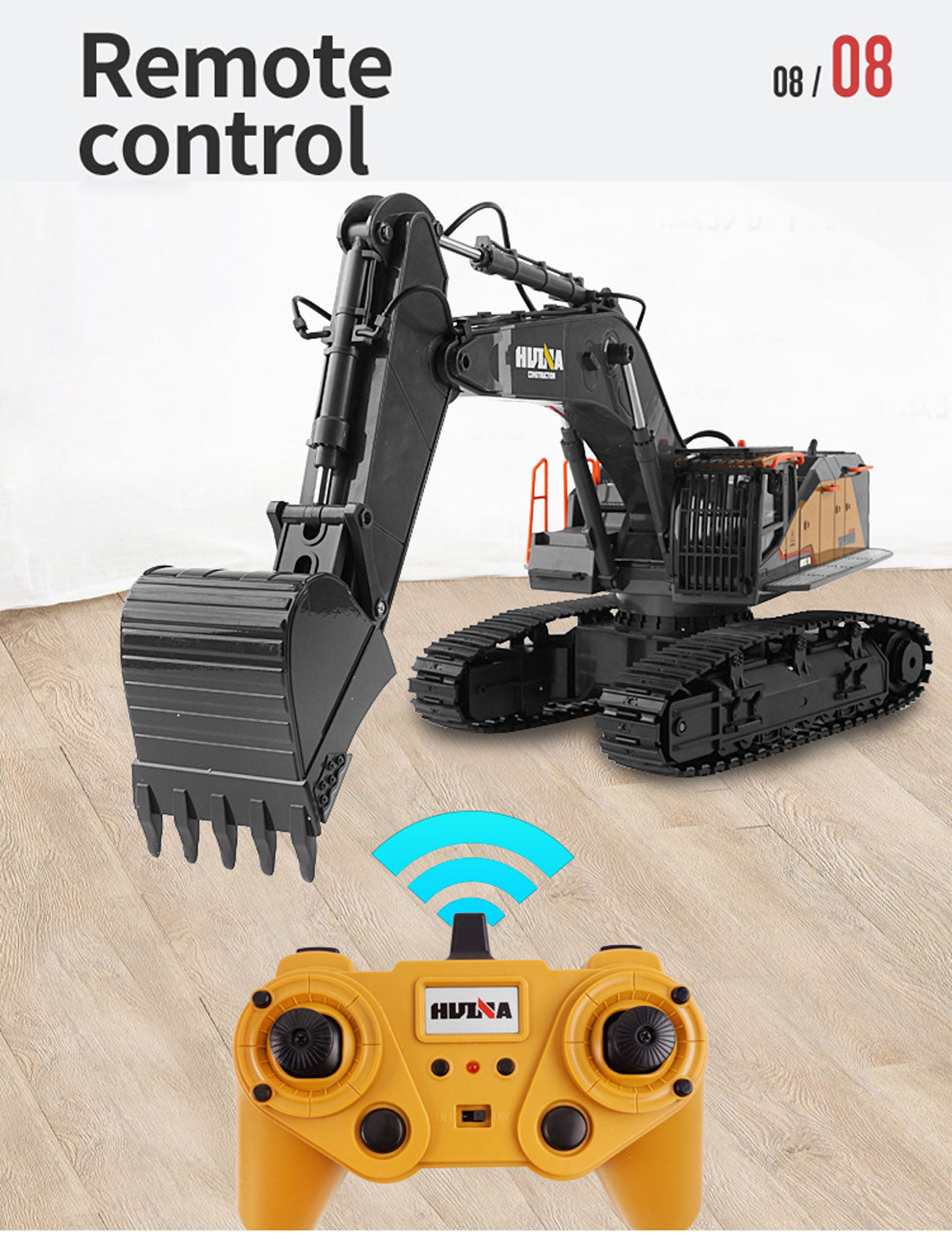 HUINA 1/14 RC Alloy Excavator | 22CH Construction Vehicle Toy