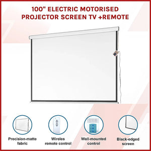 100" Electric Motorised Projector Screen TV +Remote