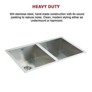 770x450mm Handmade Stainless Steel Undermount / Topmount Kitchen Sink with Waste
