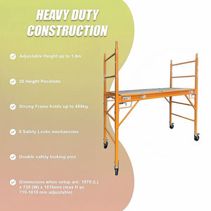 Mobile Safety Scaffold Ladder Tool | Heavy Duty 450KG Load Capacity