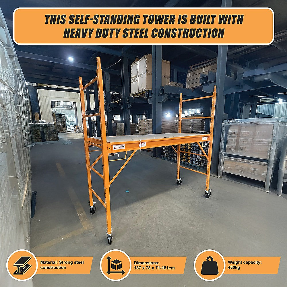 Mobile Safety Scaffold Ladder Tool | Heavy Duty 450KG Load Capacity