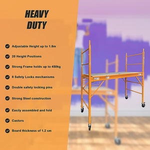 Mobile Safety Scaffold Ladder Tool | Heavy Duty 450KG Load Capacity