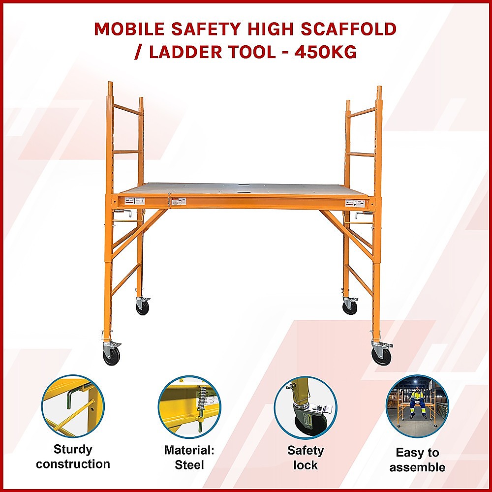 Mobile Safety Scaffold Ladder Tool | Heavy Duty 450KG Load Capacity