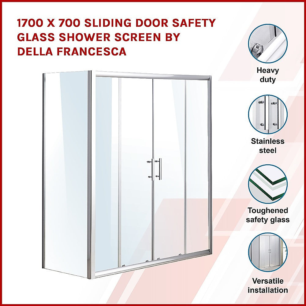 1700x700 Sliding Door Safety Glass Shower Screen | Della Francesca