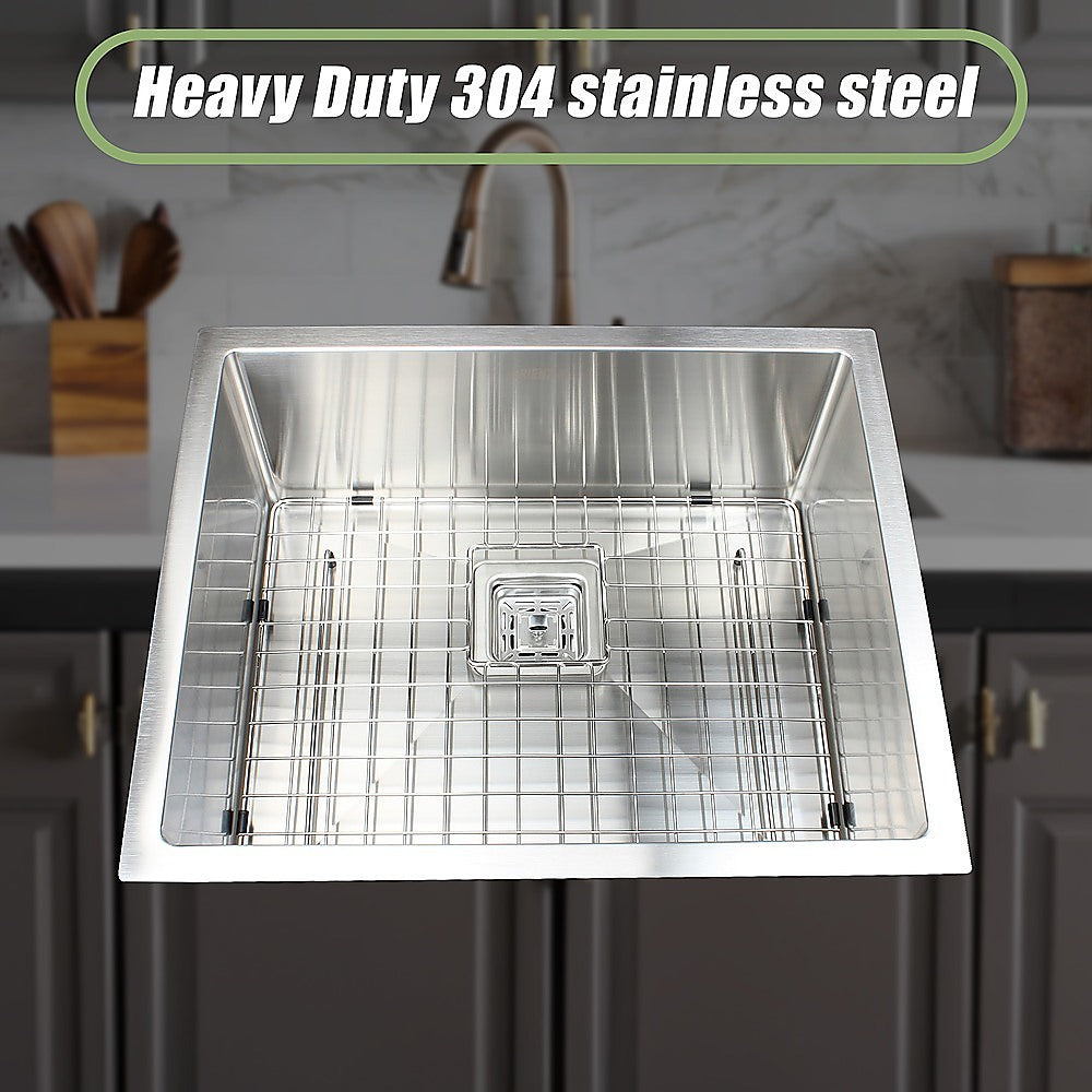 550x455mm Handmade 1.5mm Stainless Steel Undermount / Topmount Kitchen Sink | Square Waste