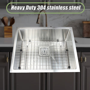 550x455mm Handmade 1.5mm Stainless Steel Undermount / Topmount Kitchen Sink | Square Waste