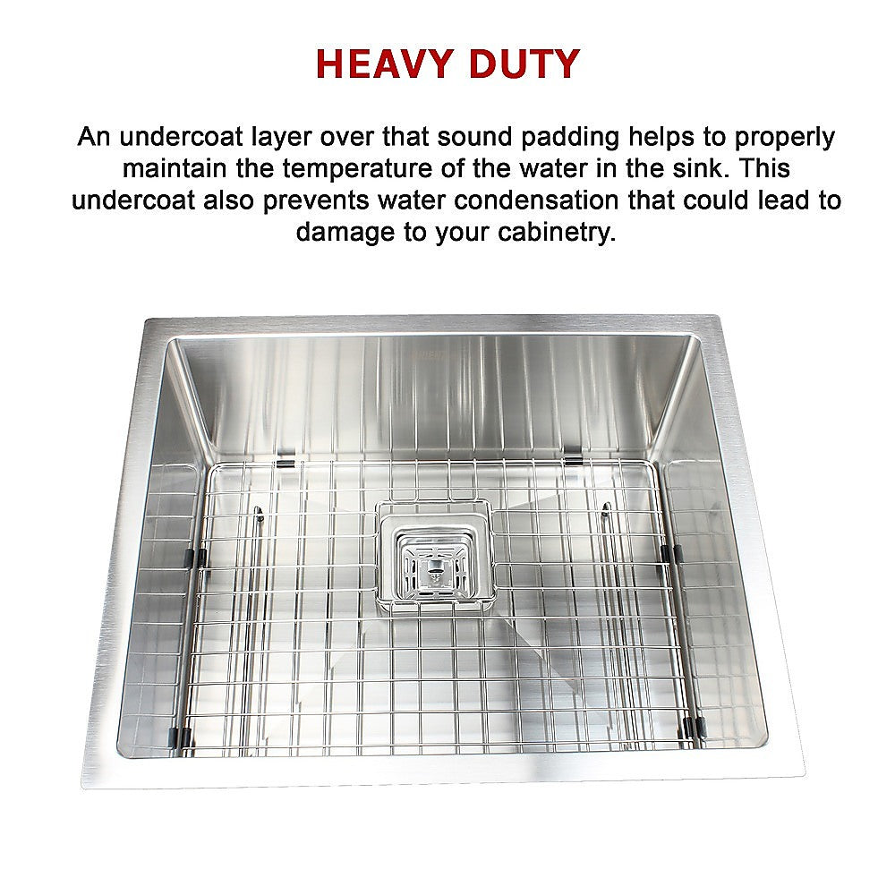 550x455mm Handmade 1.5mm Stainless Steel Undermount / Topmount Kitchen Sink | Square Waste