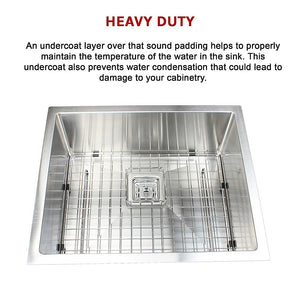 550x455mm Handmade 1.5mm Stainless Steel Undermount / Topmount Kitchen Sink | Square Waste