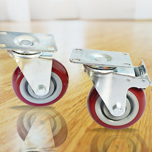 Heavy Duty PU Swivel Castor Wheels | 4 x 4" | With Brake | Industrial Strength